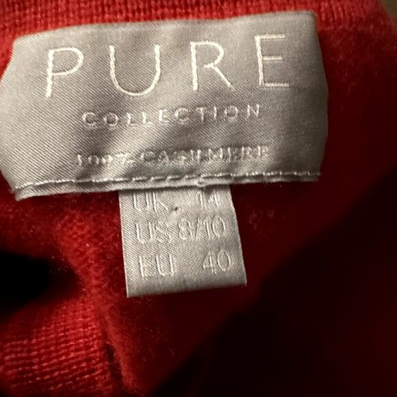 Pure Collection 100% Cashmere Sweater Pullover Crew Neck Knit Red 8/10 M - Picture 2 of 5